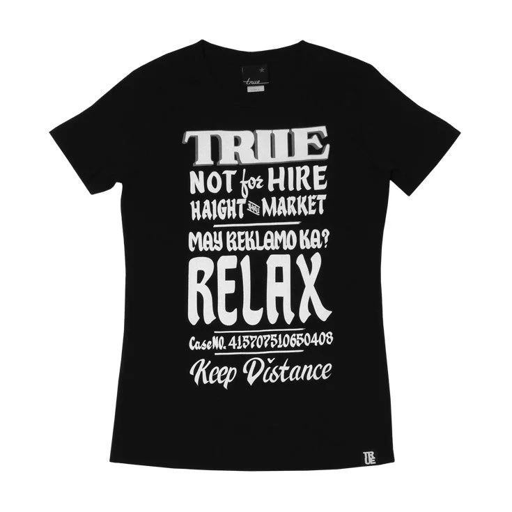 Womens True Reklamo T-Shirt Black Elegant Classic Vintage