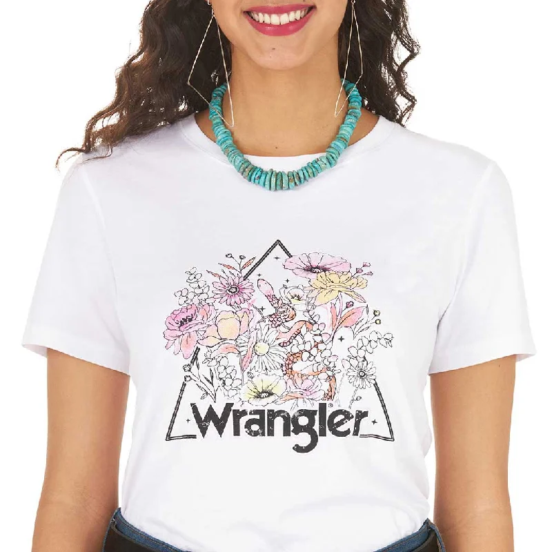 Wrangler Women's Retro Wildflower Graphic T-shirt Zippered Front Buttoned Front Snap Front