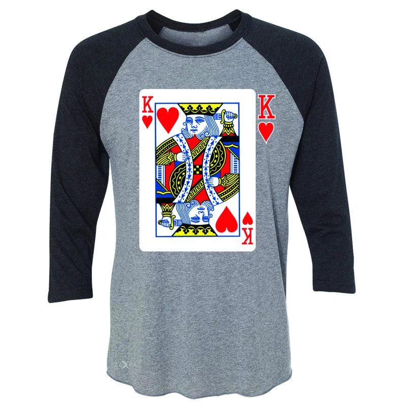 Zexpa Apparel™ Playing Cards King 3/4 Sleevee Raglan Tee Couple Matching Deck Feb 14 Tee Oversized T-Shirt Spandex breathable