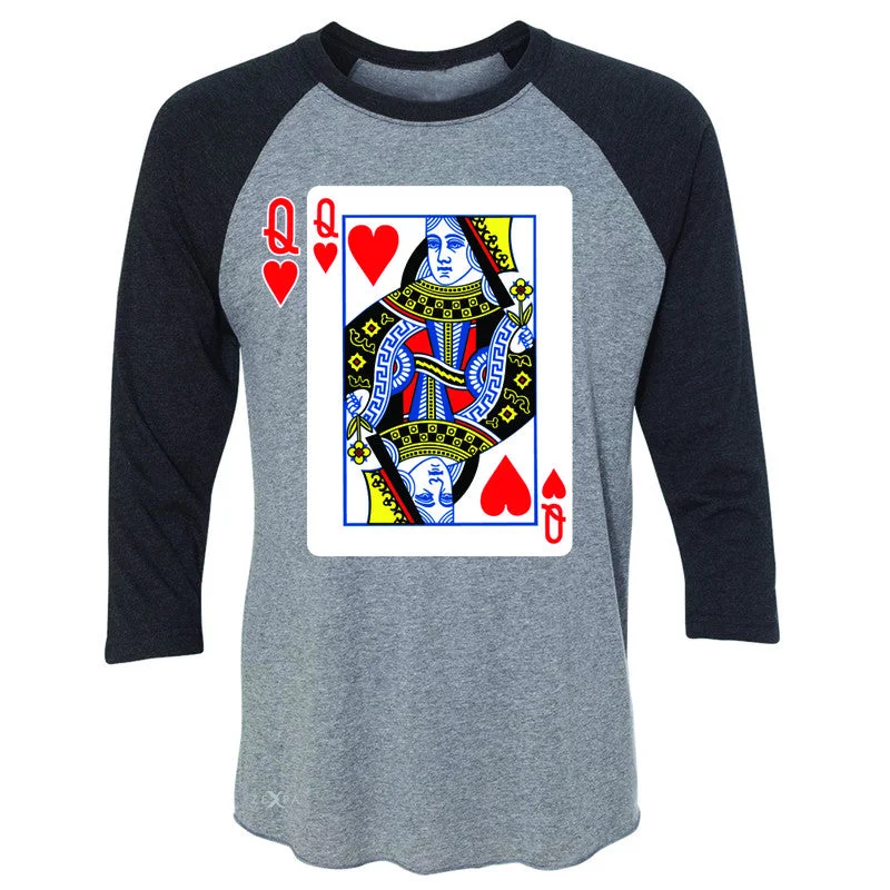 Zexpa Apparel™ Playing Cards Queen 3/4 Sleevee Raglan Tee Couple Matching Deck Feb 14 Tee Polka Dot Checkered Tartan
