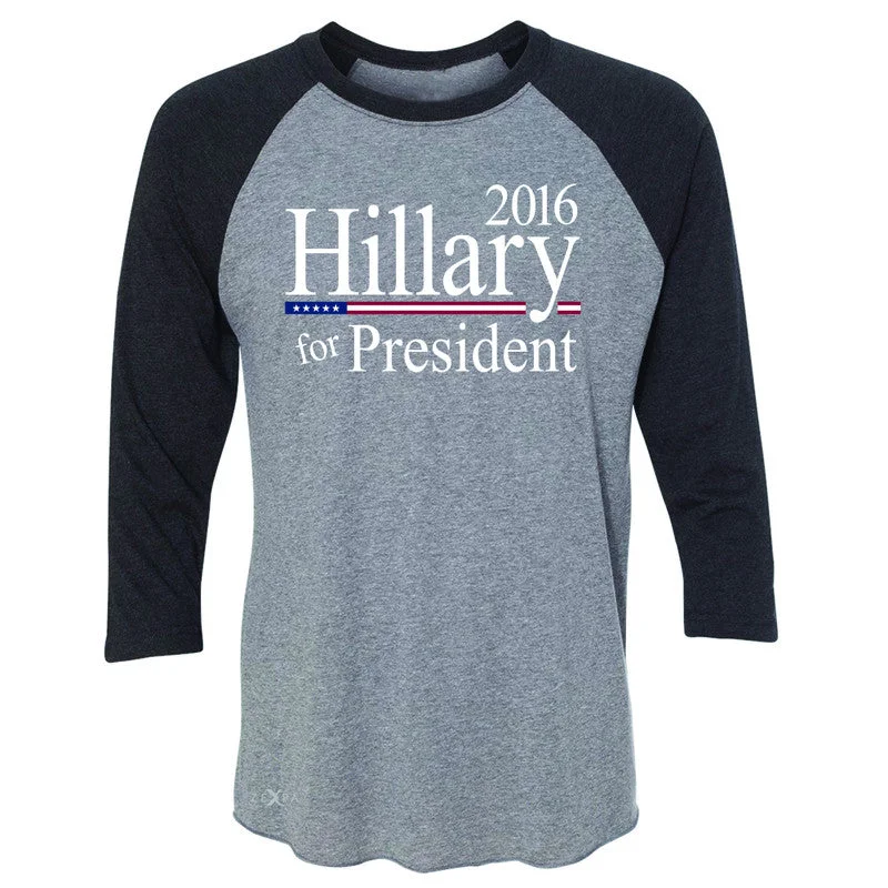 Zexpa Apparel™ Hillary  for President 2016 Campaign 3/4 Sleevee Raglan Tee Politics Tee Notch Collar Peter Pan Collar Cowl Neck