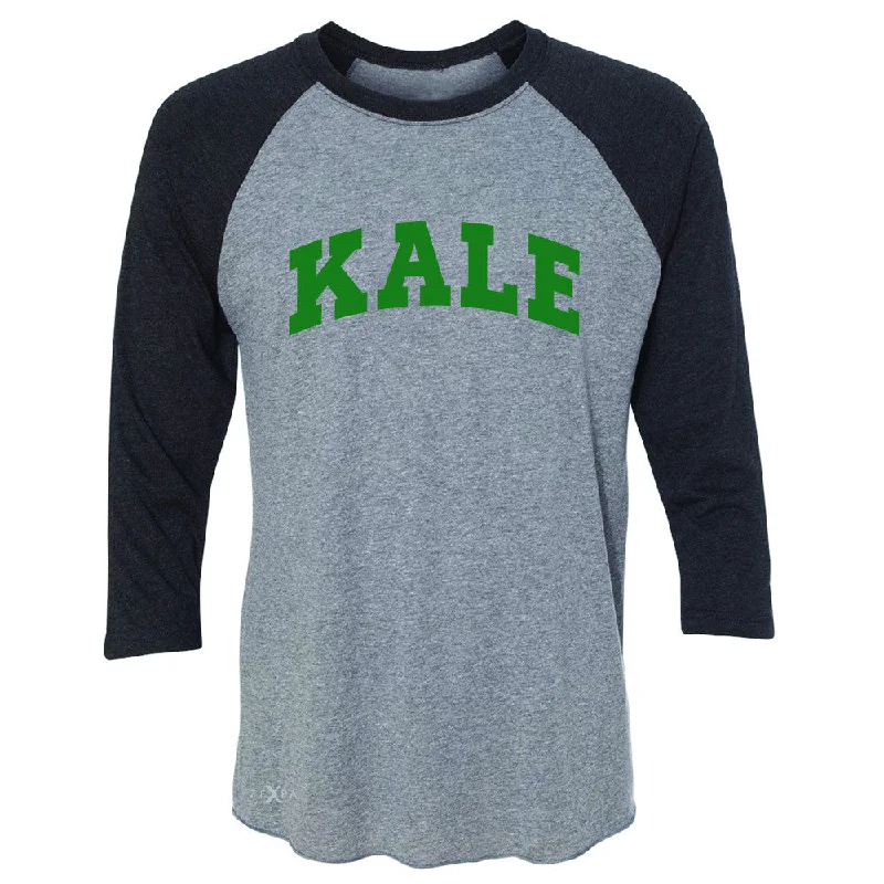 Zexpa Apparel™ Kale GN University Gift for Vegetarian 3/4 Sleevee Raglan Tee Vegan Fun Tee Zippered Front Buttoned Front Snap Front