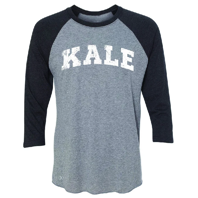 Zexpa Apparel™ Kale W University Gift for Vegetarian 3/4 Sleevee Raglan Tee Vegan Fun Tee Mesh Fabric Canvas Fabric Denim Fabric