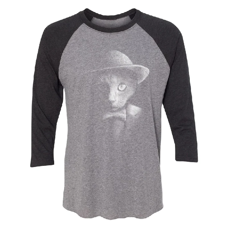 Zexpa Apparelâ„¢ Stylish Gentelman Cat 3/4 Raglan Tee Striped Floral Plaid