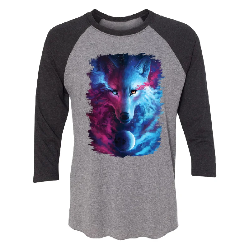 Zexpa Apparel™ Light and Dark Wolf 3/4 Raglan Tee Boxy Fit Fitted Loose