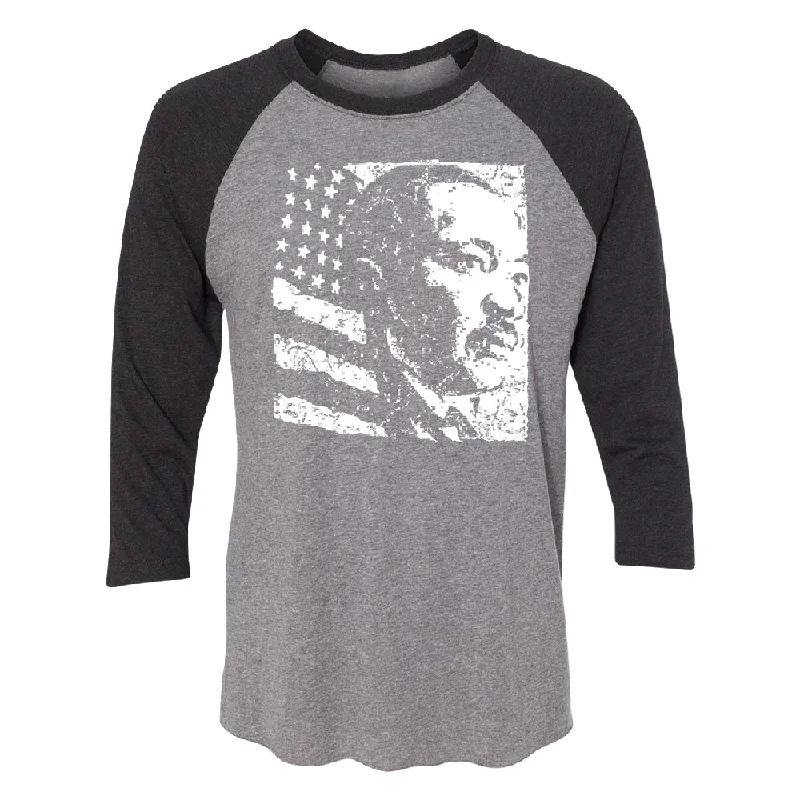 Zexpa Apparel™ Martin Luther King Jr. MLK Dr. King 3/4 Raglan Tee Fitted T-Shirt Seamless Stretchy