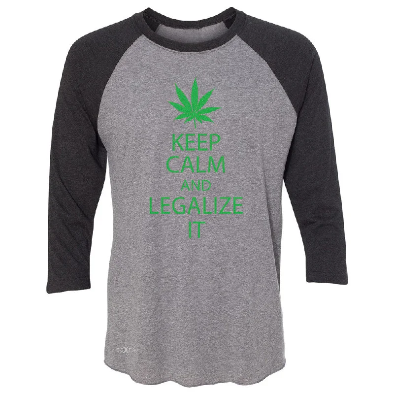 Zexpa Apparelâ„¢ Keep Calm and Legalize It 3/4 Sleevee Raglan Tee Dope Cannabis Glitter Tee Casual Formal Business