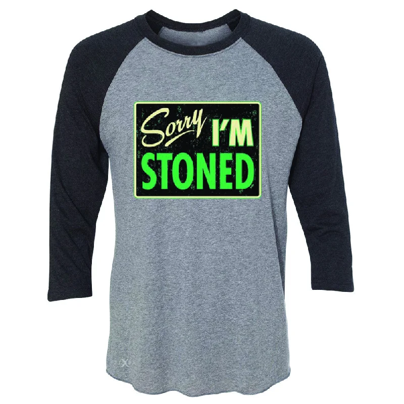 Zexpa Apparel™ I'm Stoned Weed Smoker 3/4 Sleevee Raglan Tee Fun Tee Boxy Fit Fitted Loose