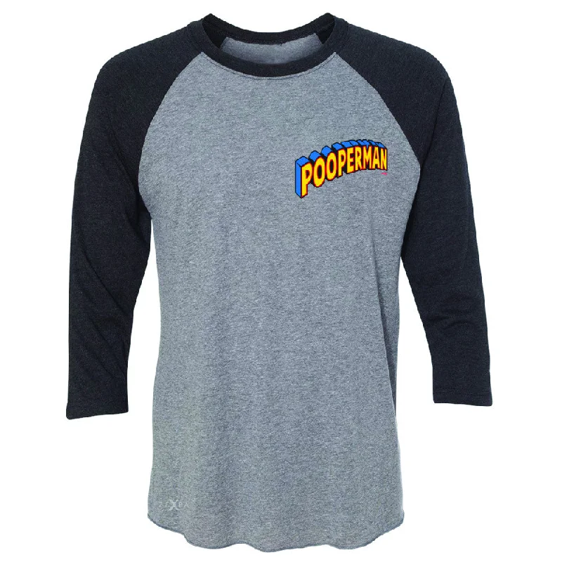 Zexpa Apparel™ Pooperman - Proud to Be 3/4 Sleevee Raglan Tee Funny Gift Friend Tee Cotton Fabric Linen Fabric Terry Fabric
