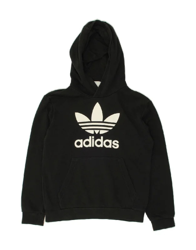 ADIDAS Boys Hoodie Jumper 10-11 Years Black Cotton Hoodie with Half-Zip Sporty Casual ADIDAS Boys Hoodie Jumper 10-11 Years Black Cotton Hoodie with Half-Zip Sporty Casual
