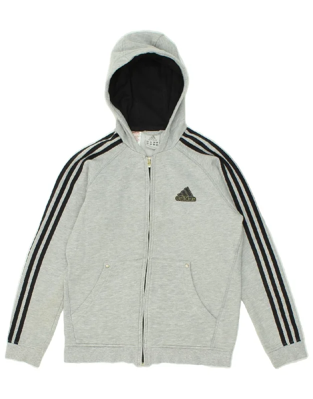 ADIDAS Boys Zip Hoodie Sweater 13-14 Years Grey Cotton Hoodie with Full-Zip Functional Layering ADIDAS Boys Zip Hoodie Sweater 13-14 Years Grey Cotton Hoodie with Full-Zip Functional Layering