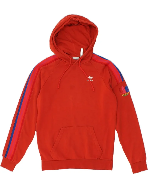 ADIDAS Mens Hoodie Jumper XS Red Cotton Hoodie with Camouflage Military Edgy