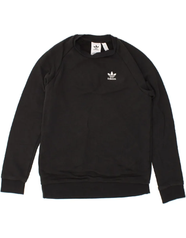 ADIDAS Mens Sweatshirt Jumper XS Black Cotton Hoodie with Pocket Utility Practical