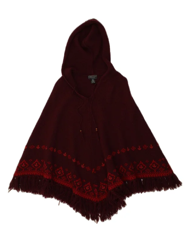 AMERICAN EAGLE Womens Hooded Poncho Jumper UK 12 Medium Burgundy Fair Isle Hoodie with Typography Text Message AMERICAN EAGLE Womens Hooded Poncho Jumper UK 12 Medium Burgundy Fair Isle Hoodie with Typography Text Message