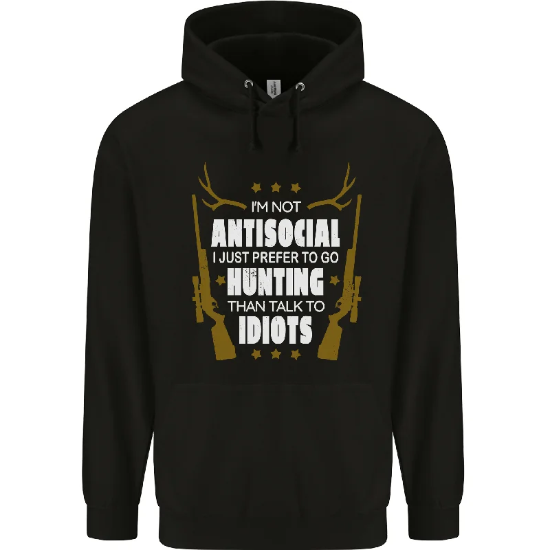 Antisocial I Prefer to Go Hunting Hunter Mens 80% Cotton Hoodie Hoodie with Hem Frayed Vintage Worn Antisocial I Prefer to Go Hunting Hunter Mens 80% Cotton Hoodie Hoodie with Hem Frayed Vintage Worn