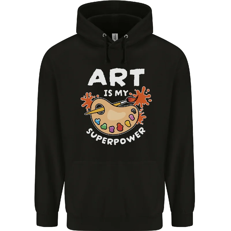 Art is My Superpower Funny Artist Mens 80% Cotton Hoodie Hoodie with Snap Buttons Easy Quick