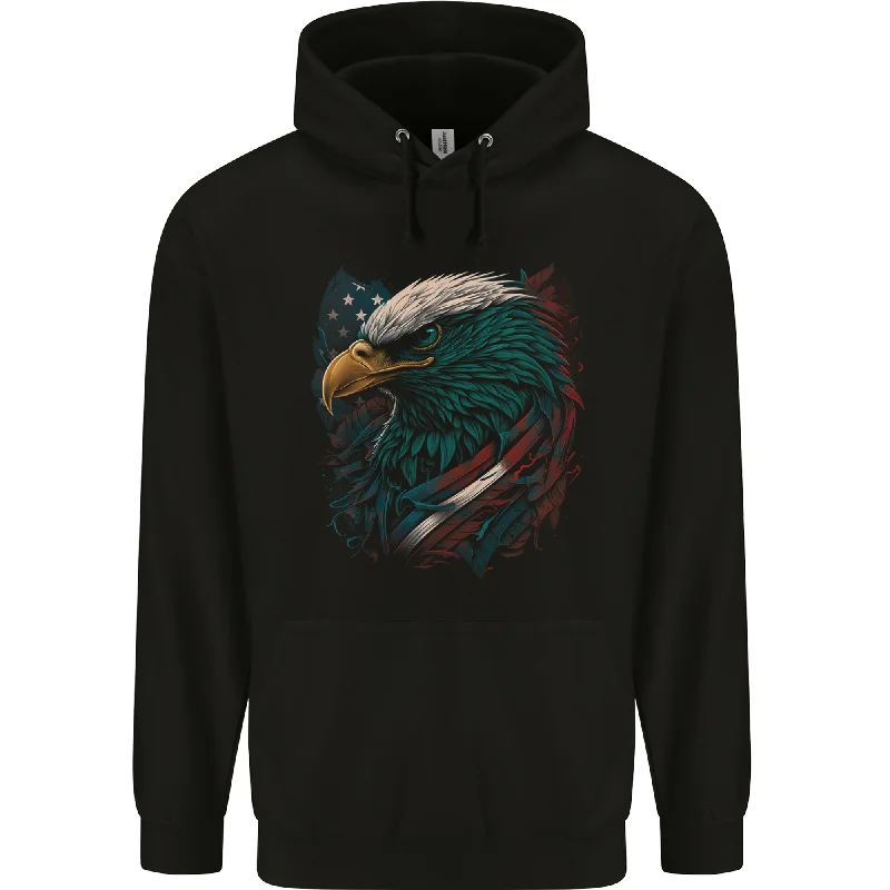 Artistic American Bald Eagle in Stars & Stripes Mens 80% Cotton Hoodie Hoodie with Drawcord Adjustable Secure