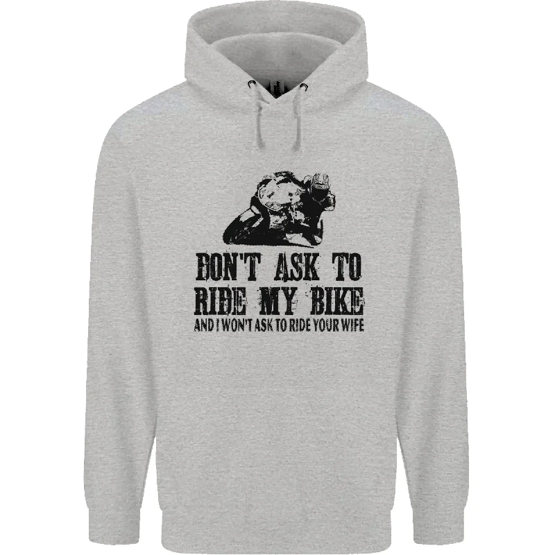 Ask to Ride My Biker Motorbike Motorcycle Mens 80% Cotton Hoodie Hoodie with Full-Zip Functional Layering