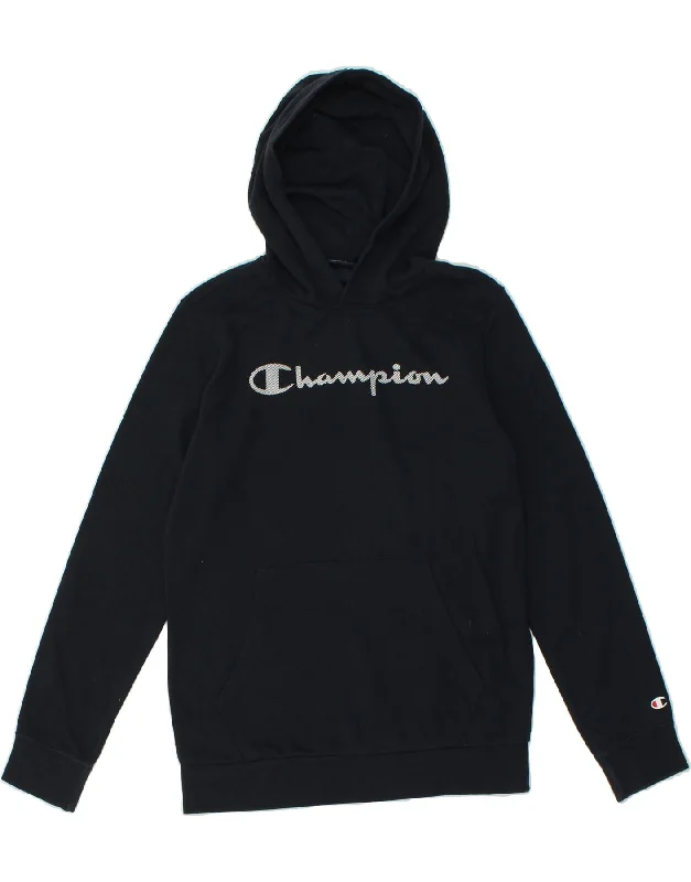 CHAMPION Boys Graphic Hoodie Jumper 13-14 Years XL Navy Blue Hoodie with Relaxed Fit Easy Casual CHAMPION Boys Graphic Hoodie Jumper 13-14 Years XL Navy Blue Hoodie with Relaxed Fit Easy Casual