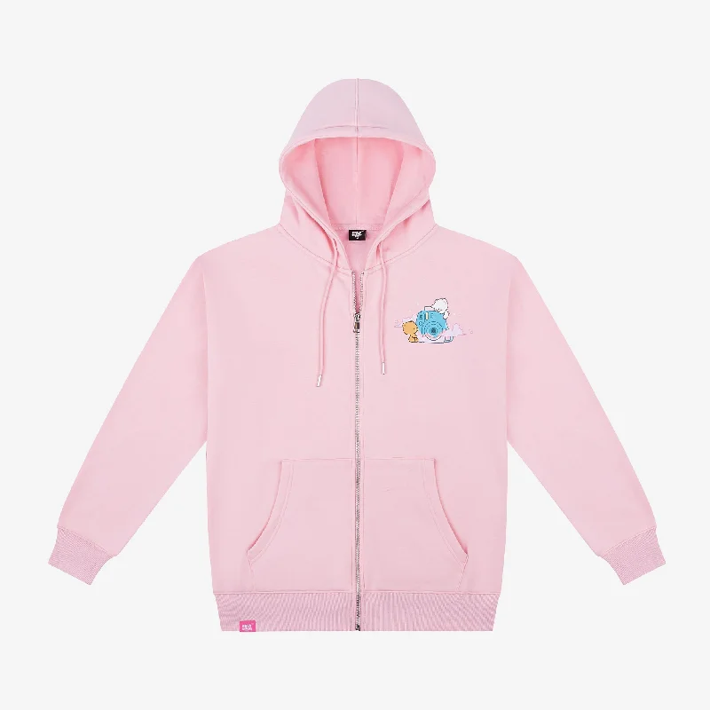 Clouds Snapshot Hoodie - Pink Hoodie with Pocket Utility Practical