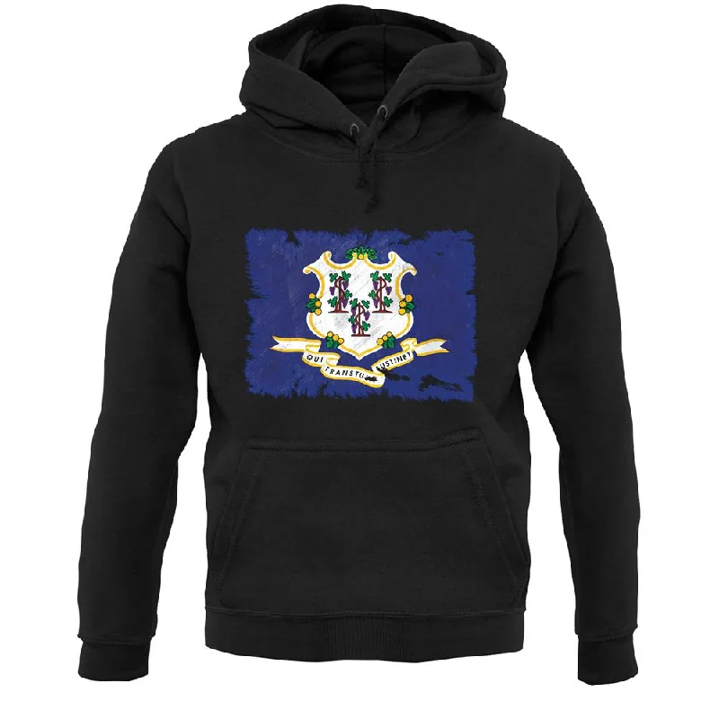 Connecticut Grunge Style Flag Unisex Hoodie Hoodie with Mesh Breathable Sporty