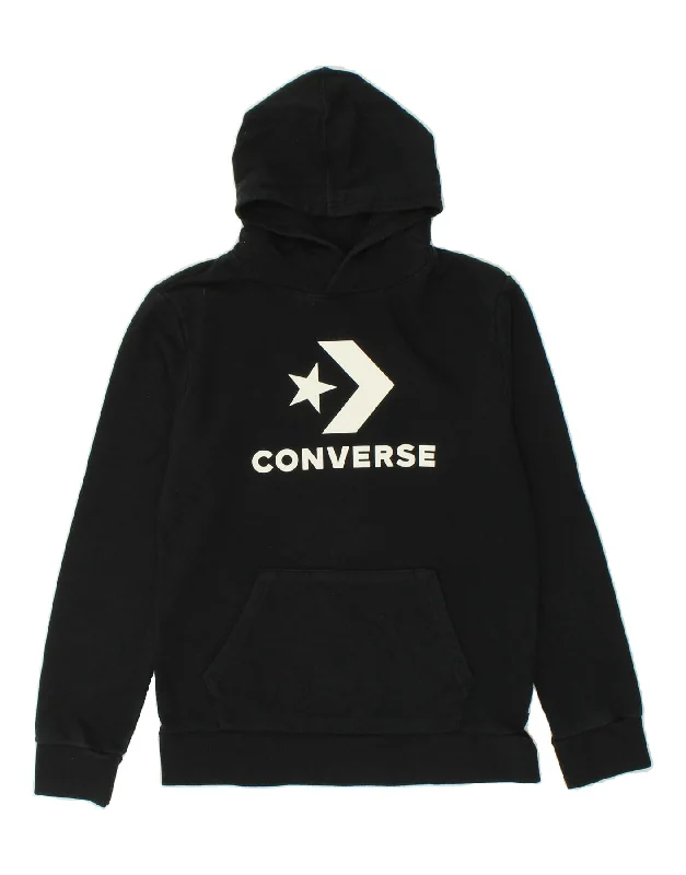 CONVERSE Boys Graphic Hoodie Jumper 13-14 Years XL Black Cotton Hoodie with Batwing Sleeves Loose Dramatic CONVERSE Boys Graphic Hoodie Jumper 13-14 Years XL Black Cotton Hoodie with Batwing Sleeves Loose Dramatic