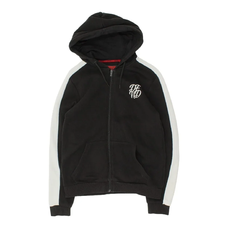 DFND London Mens Black Full Zip Hoodie | Streetwear Casual Wear Hoody Hoodie with Hem Embroidery Detailed Premium DFND London Mens Black Full Zip Hoodie | Streetwear Casual Wear Hoody Hoodie with Hem Embroidery Detailed Premium