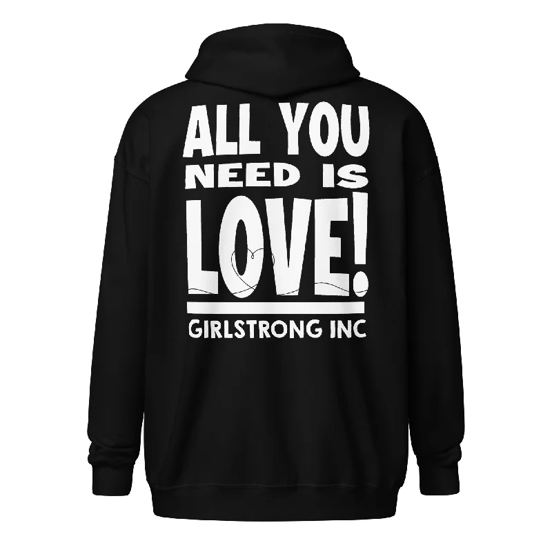 GS GRAPHIX FLEECE ZIP HOODIE - ALL YOU NEED IS LOVE! Hoodie with Distressed Vintage Worn