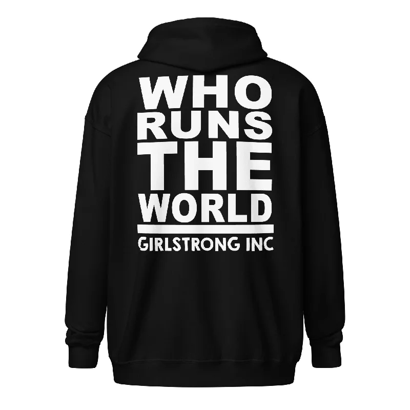 GS GRAPHIX FLEECE ZIP HOODIE - WHO RUNS THE WORLD Oversized Hoodie Comfort Casual