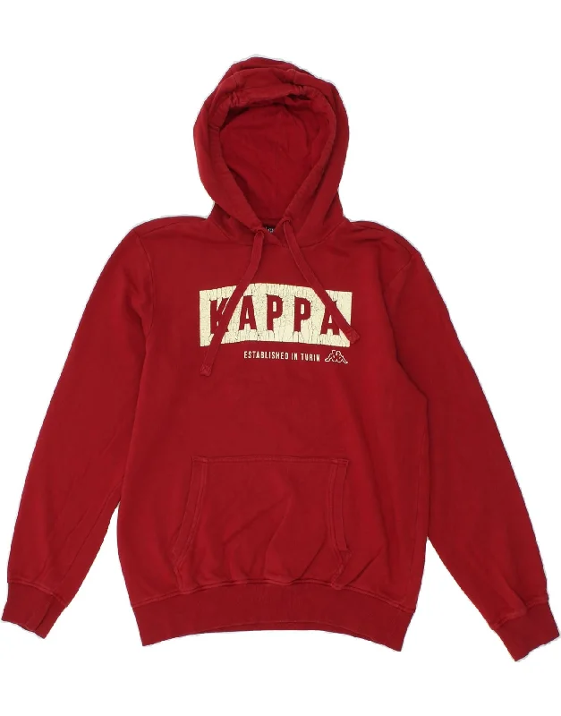 KAPPA Mens Graphic Hoodie Jumper Large Red Cotton Hoodie with Hem Patch Decorative Personalized KAPPA Mens Graphic Hoodie Jumper Large Red Cotton Hoodie with Hem Patch Decorative Personalized