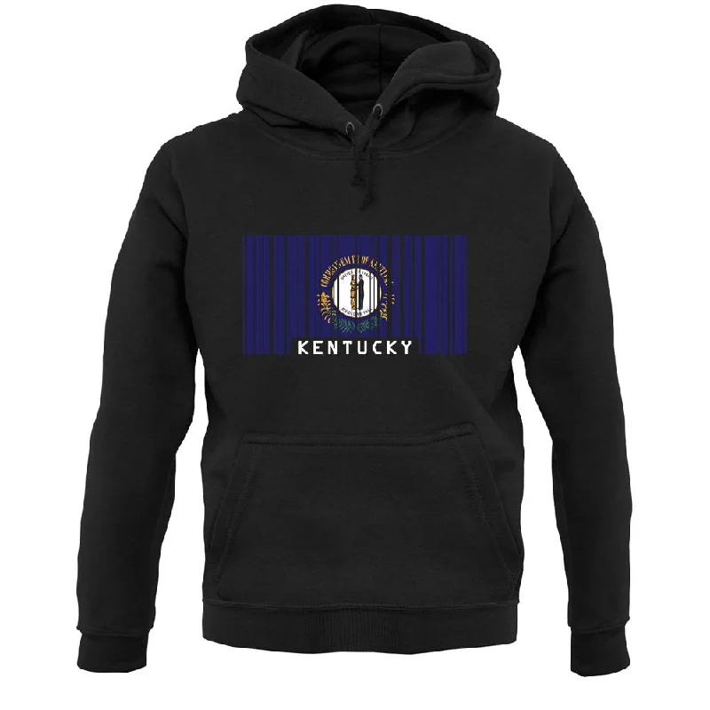 Kentucky Barcode Style Flag Unisex Hoodie Hoodie with Hem Raw Edge Edgy Unfinished