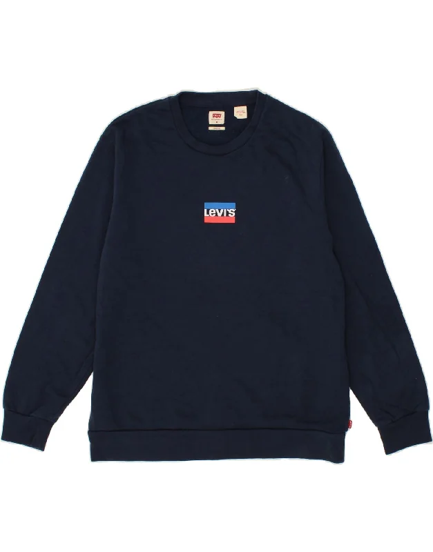 LEVI'S Mens Graphic Sweatshirt Jumper Medium Navy Blue Cotton Hoodie with Slim Fit Tailored Modern LEVI'S Mens Graphic Sweatshirt Jumper Medium Navy Blue Cotton Hoodie with Slim Fit Tailored Modern