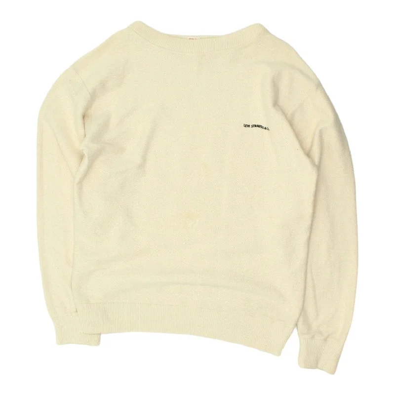 Levi's Strauss & Co. Mens Beige Cotton Jumper | Vintage Designer Sweatshirt VTG Hoodie with V-Neck Classic Versatile Levi's Strauss & Co. Mens Beige Cotton Jumper | Vintage Designer Sweatshirt VTG Hoodie with V-Neck Classic Versatile