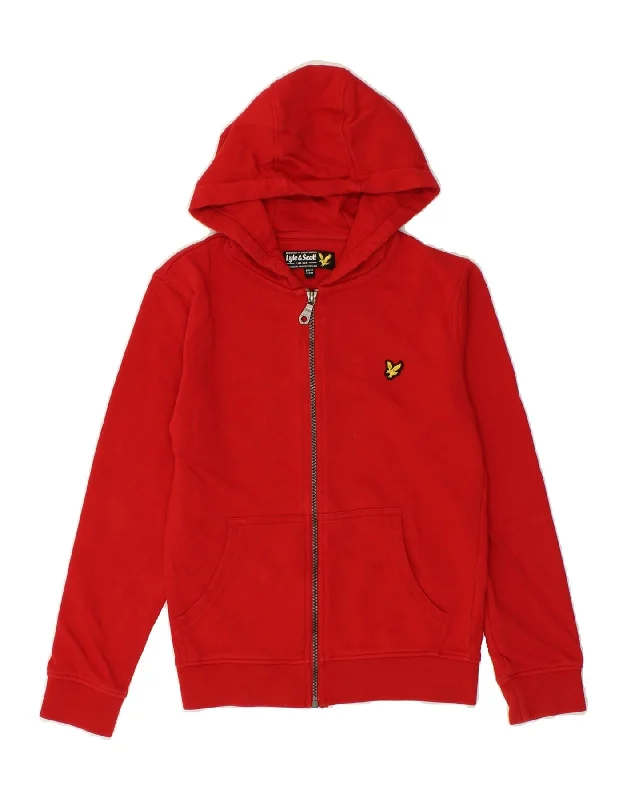 LYLE & SCOTT Boys Zip Hoodie Sweater 10-11 Years Red Cotton Hoodie with High-Low Hem Asymmetrical Trendy LYLE & SCOTT Boys Zip Hoodie Sweater 10-11 Years Red Cotton Hoodie with High-Low Hem Asymmetrical Trendy