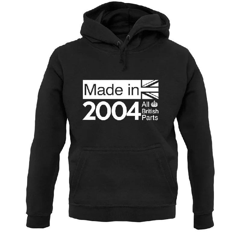 Made In 2004 All British Parts Crown Unisex Hoodie Hoodie with Metallic Shiny Futuristic