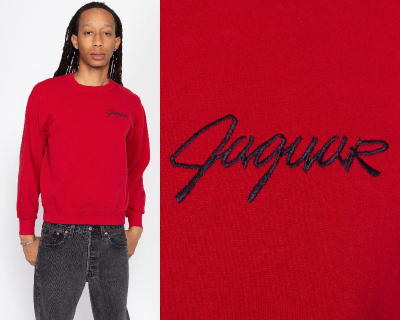 Medium 90s Jaguar Red Sweatshirt Hoodie with Metallic Shiny Futuristic