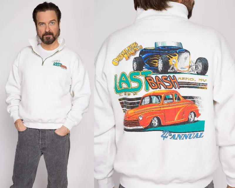 Medium 90s Obsolete Iron Classic Car Club Sweatshirt Hoodie with Applique Textured Unique