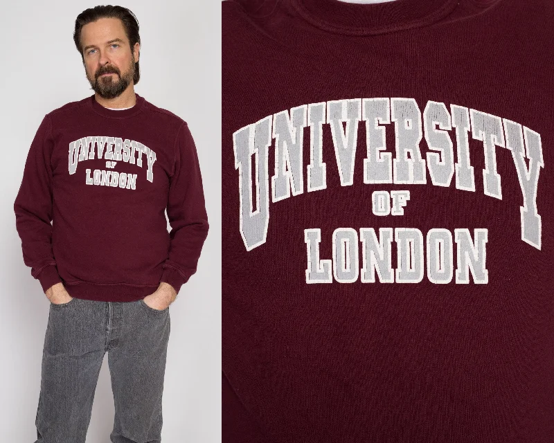 Medium 90s University Of London Sweatshirt Hoodie with High Neck Warm Protective