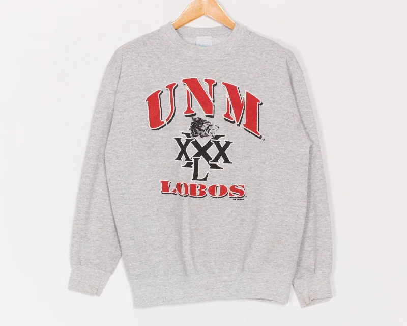 Medium 90s University Of New Mexico Lobos Sweatshirt Hoodie with Slit Hem Functional Movement