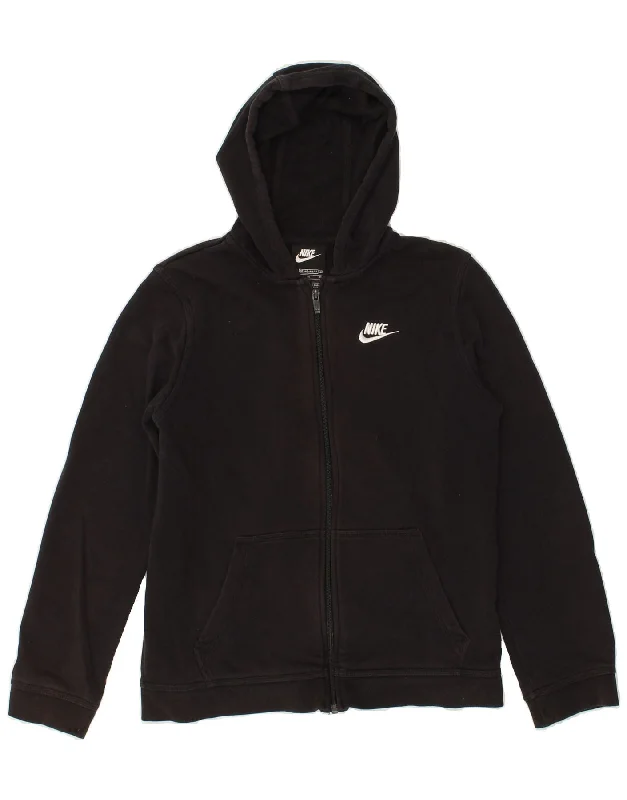 NIKE Boys Standard Fit Zip Hoodie Sweater 13-14 Years XL Black Cotton Hoodie with Rhinestones Sparkly Elegant