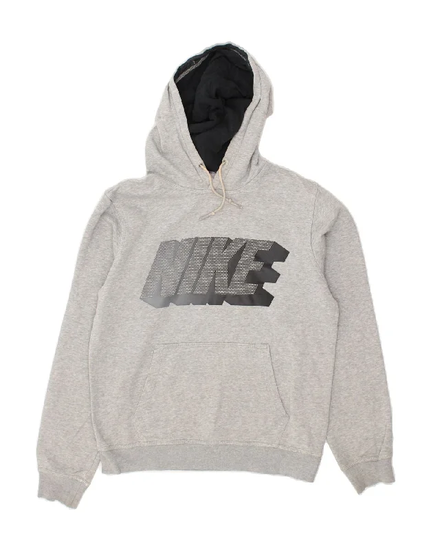 NIKE Mens Graphic Hoodie Jumper Small Grey Cotton Hoodie with Hem Drawcord Adjustable Customizable NIKE Mens Graphic Hoodie Jumper Small Grey Cotton Hoodie with Hem Drawcord Adjustable Customizable