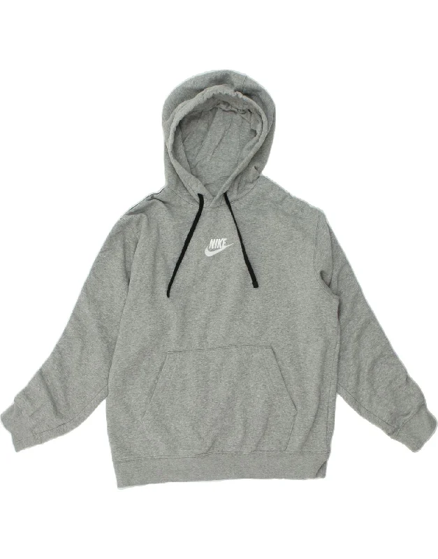 NIKE Mens Hoodie Jumper Medium Grey Flecked Cotton Hoodie with Zipper Versatile Modern