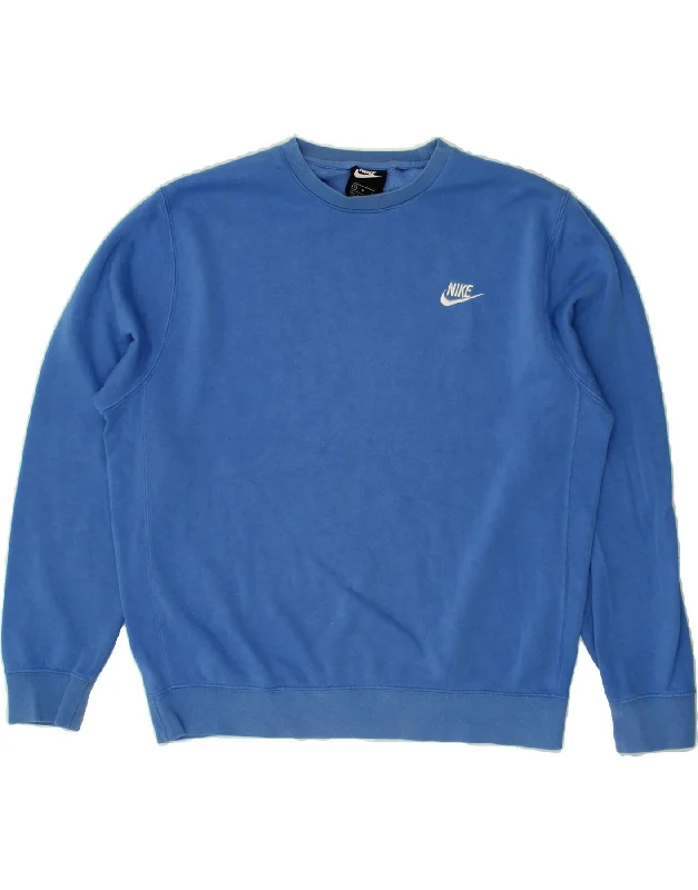 NIKE Mens Sweatshirt Jumper Medium Blue Hoodie with Logo Branding Identity