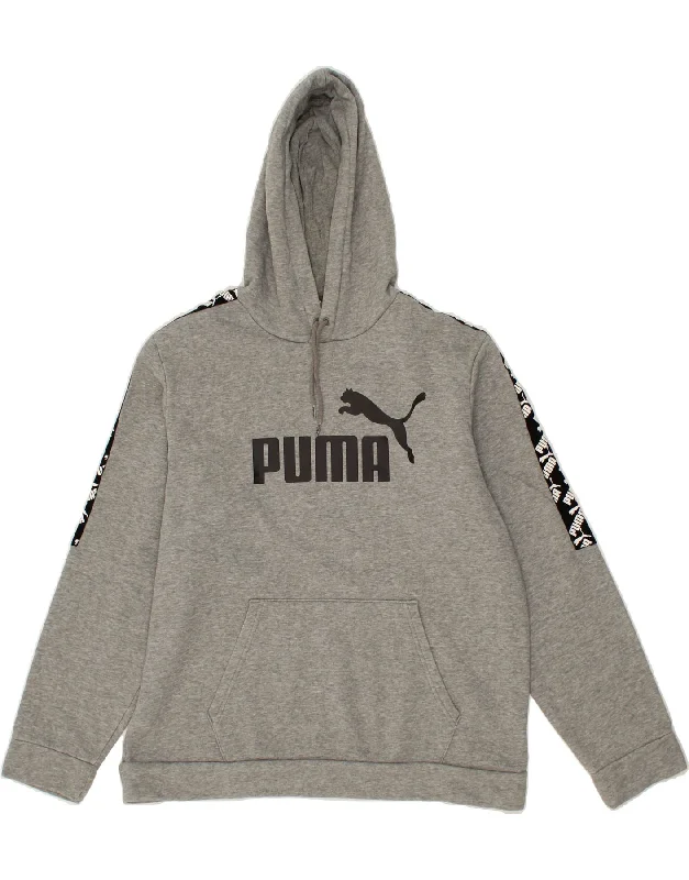 PUMA Mens Graphic Hoodie Jumper Large Grey Cotton Hoodie with Mesh Breathable Sporty PUMA Mens Graphic Hoodie Jumper Large Grey Cotton Hoodie with Mesh Breathable Sporty