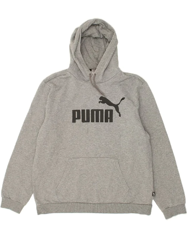 PUMA Mens Graphic Hoodie Jumper Large Grey Cotton Hoodie with Lace Feminine Delicate