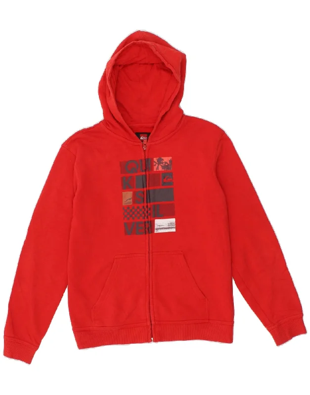 QUIKSILVER Boys Graphic Zip Hoodie Sweater 13-14 Years Red Cotton Hoodie with Oversized Fit Loose Comfortable QUIKSILVER Boys Graphic Zip Hoodie Sweater 13-14 Years Red Cotton Hoodie with Oversized Fit Loose Comfortable
