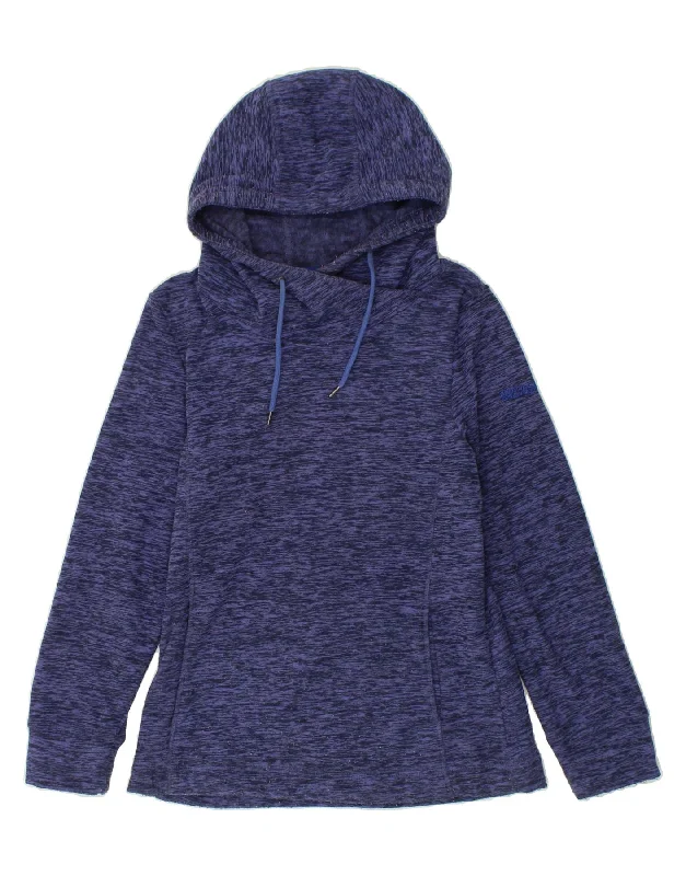 REGATTA Womens Hoodie Jumper UK 10 Small Navy Blue Flecked Polyester Hoodie with Slit Hem Functional Movement