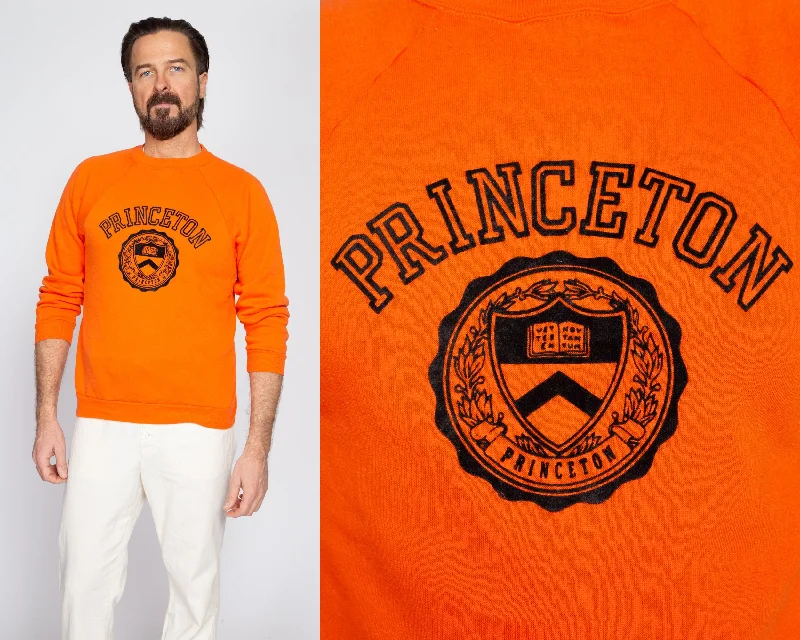 Small 70s 80s Princeton University Raglan Sweatshirt Hoodie with Elastic Waist Stretchable Comfortable