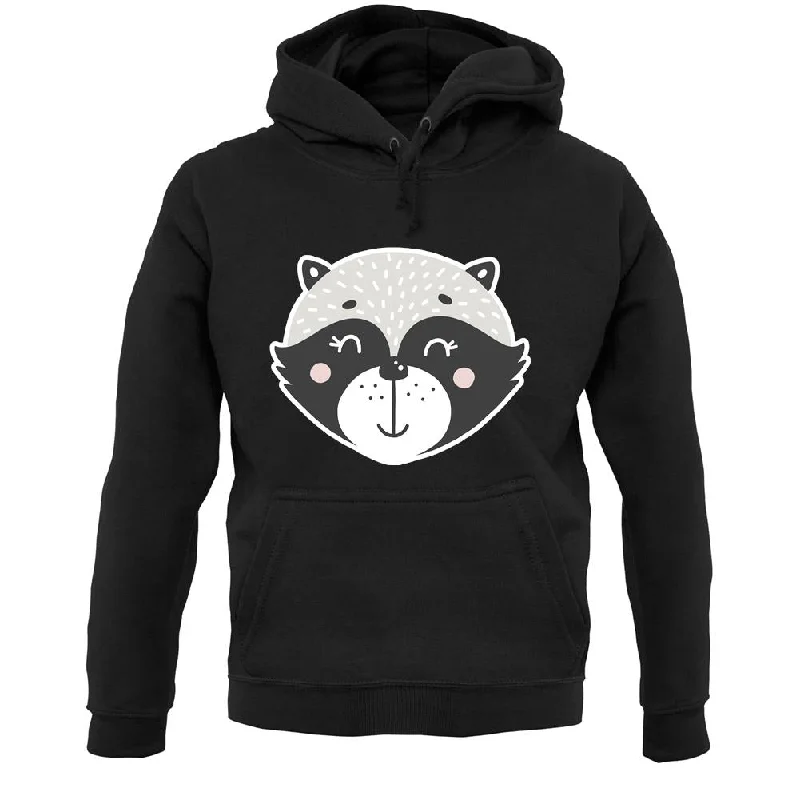 Smiley Face Racoon Unisex Hoodie Hoodie with Zipper Versatile Modern