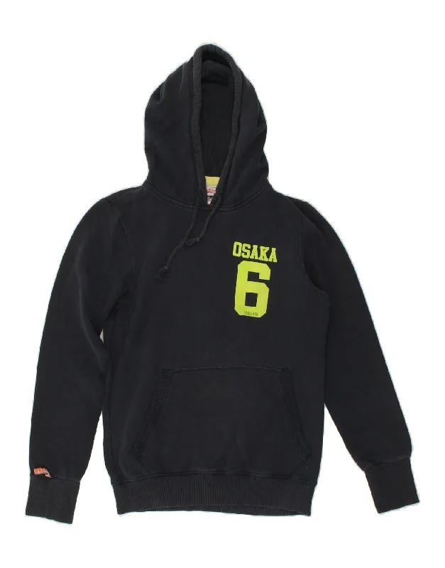 SUPERDRY Mens Graphic Hoodie Jumper Large Navy Blue Cotton Hoodie with Pattern Geometric Abstract SUPERDRY Mens Graphic Hoodie Jumper Large Navy Blue Cotton Hoodie with Pattern Geometric Abstract